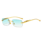 Randlose Sonnenbrille mit Leopardenkopf-Design -    Zorenza
