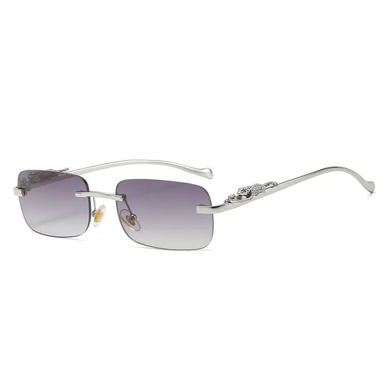 Randlose Sonnenbrille mit Leopardenkopf-Design -    Zorenza