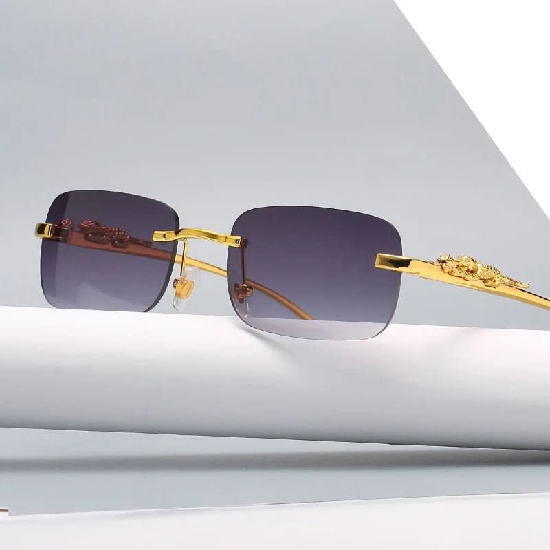 Randlose Sonnenbrille mit Leopardenkopf-Design -    Zorenza