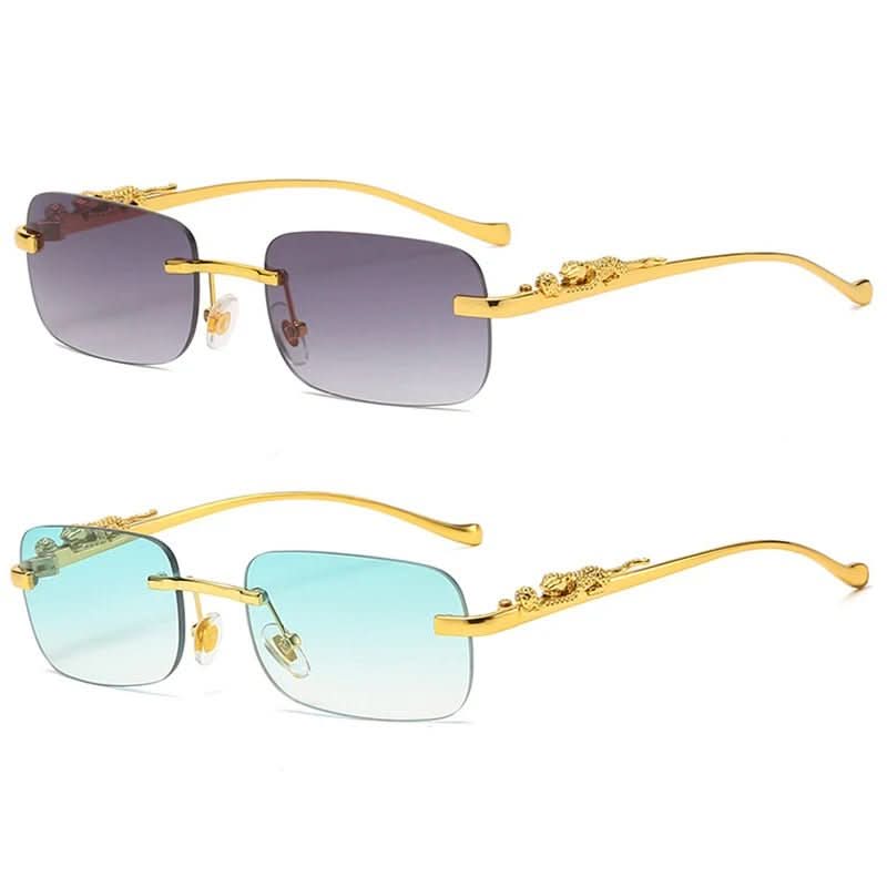 Randlose Sonnenbrille mit Leopardenkopf-Design -    Zorenza