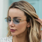 Randlose Sonnenbrille mit Leopardenkopf-Design -    Zorenza