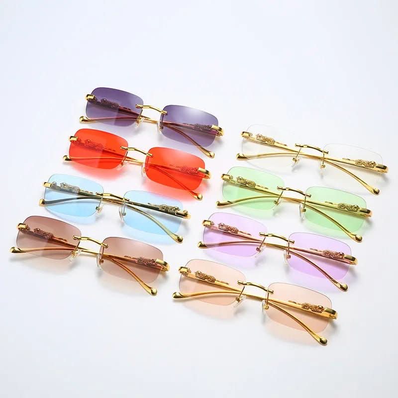 Randlose Sonnenbrille mit Leopardenkopf-Design -    Zorenza