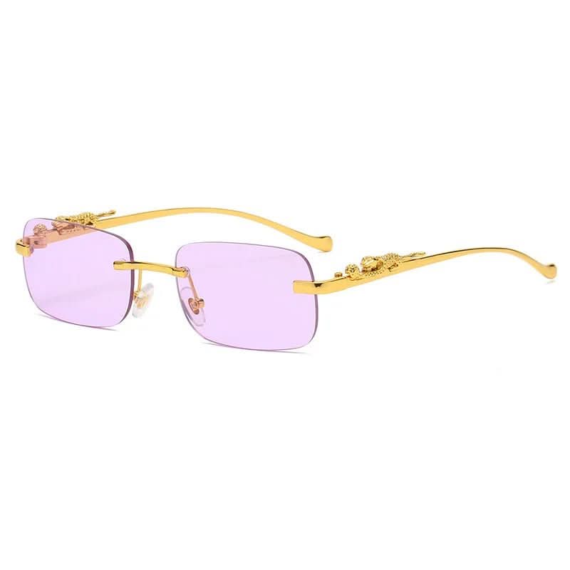 Randlose Sonnenbrille mit Leopardenkopf-Design -    Zorenza
