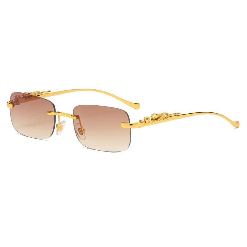Randlose Sonnenbrille mit Leopardenkopf-Design -    Zorenza