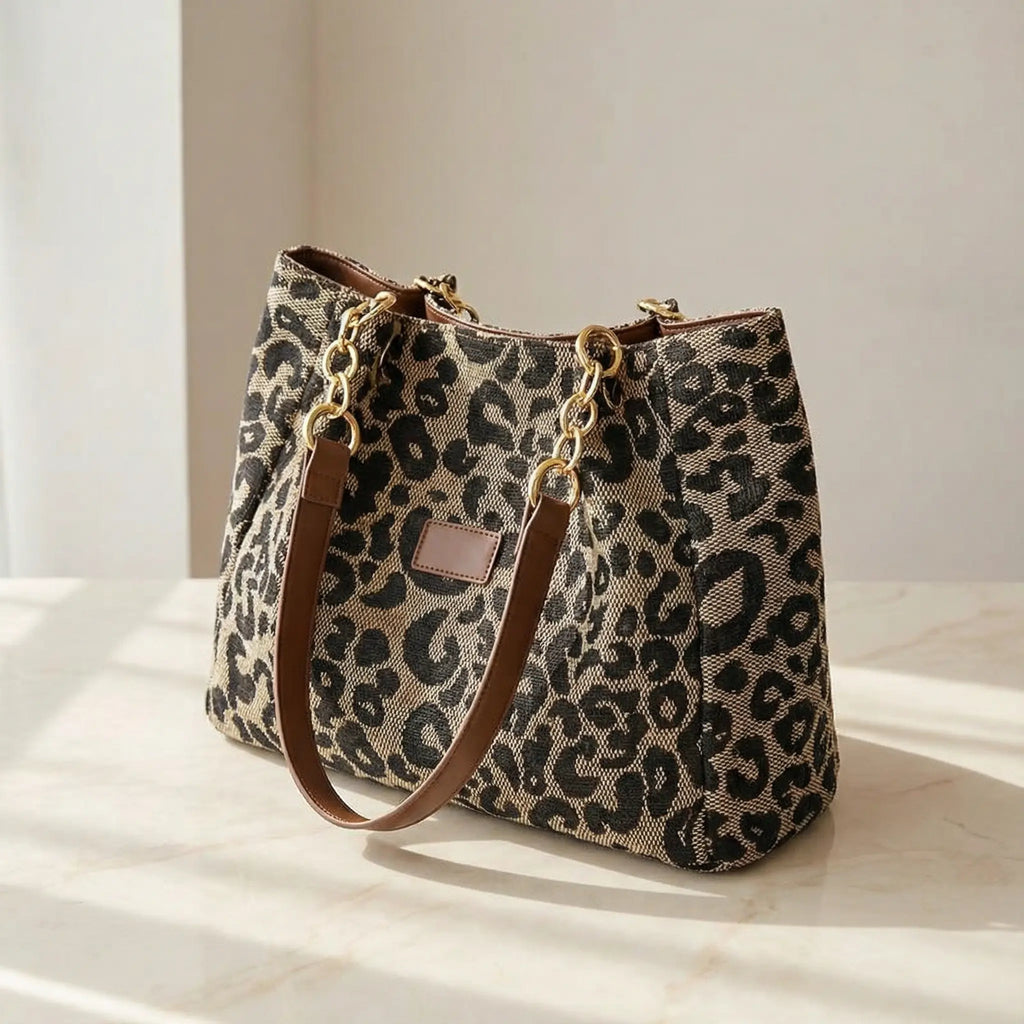 Leotard-Print Tote-Bag mit Goldketten-Detail Zorenza