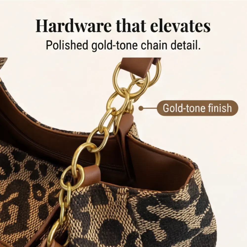 Leotard-Print Tote-Bag mit Goldketten-Detail Zorenza
