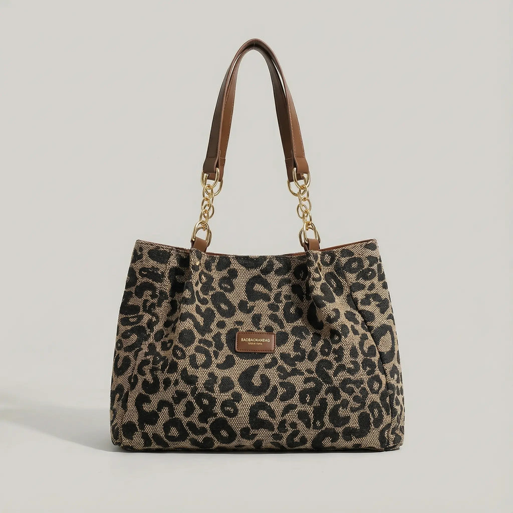 Leotard-Print Tote-Bag mit Goldketten-Detail Zorenza
