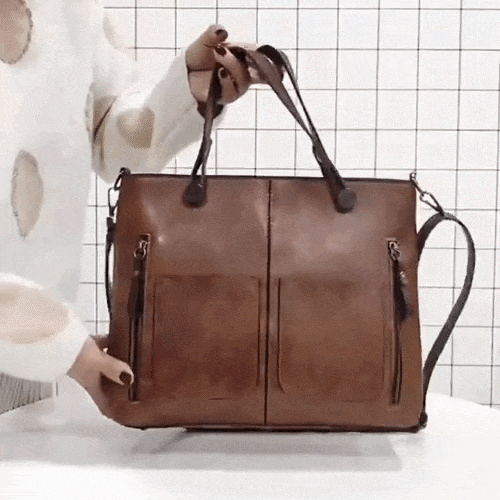 Lederhandtasche mit Fronttaschen — Elegant & Vielseitig Tragbar -    Zorenza