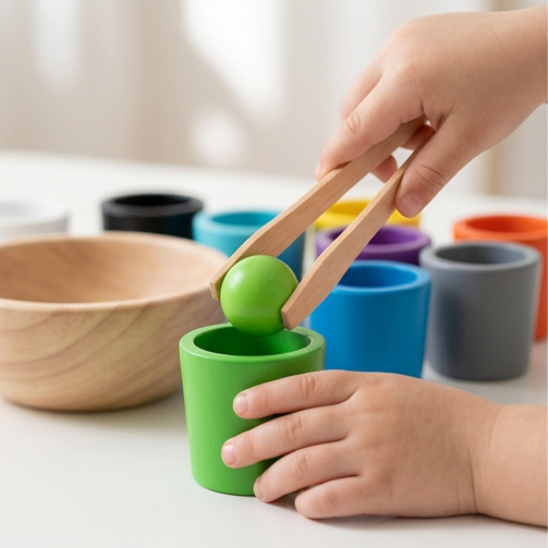 Montessori Farb-Sortierspiel aus Holz für Kleinkinder Zorenza