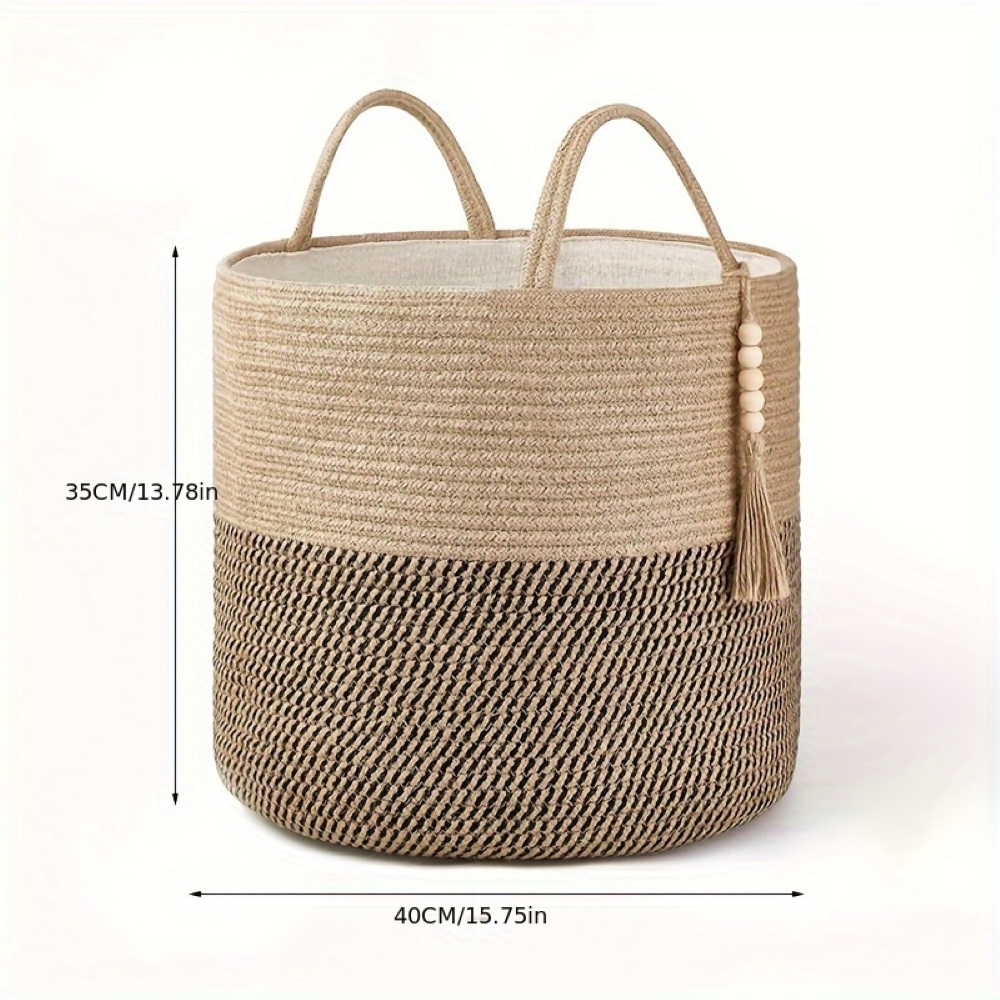 Aufbewahrungskorb Baumwollseil – Boho-Stil mit Griffen - Zorenza