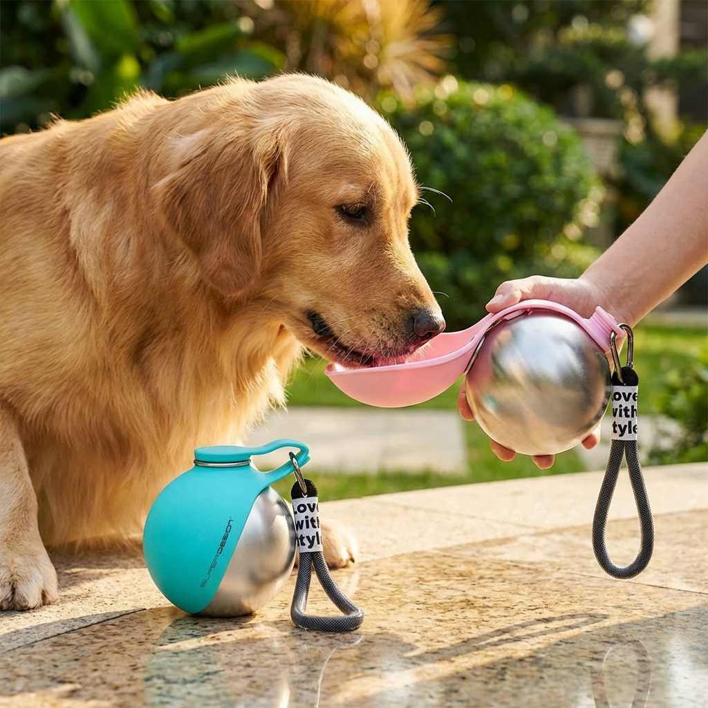 Hunde-Reisetrinkflasche 2-in-1 mit Silikonnapf -    Zorenza