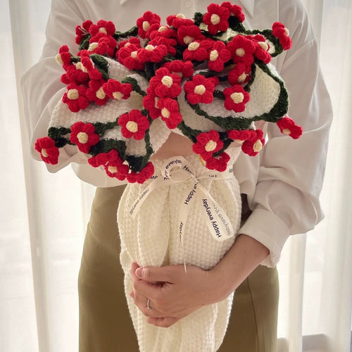 Blumenstrauß-Decke mit gehäkelten Blüten – Handgefertigt -    Zorenza