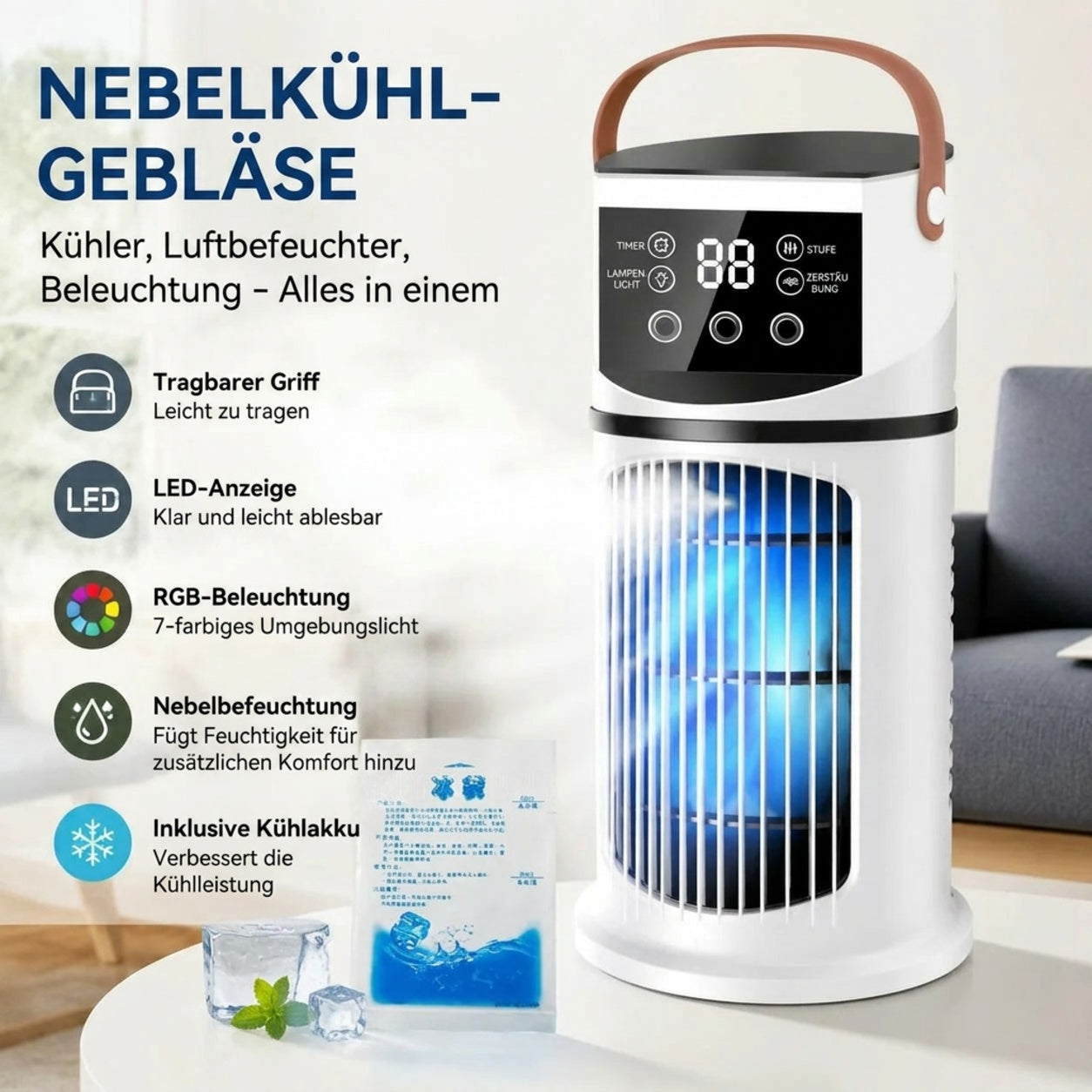 Wasserkühler USB mit 9 Stufen und RGB-Beleuchtung -    Zorenza