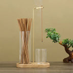 Räucher- und Kerzenhalter aus Glas und Holz Zorenza
