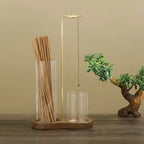 Räucher- und Kerzenhalter aus Glas und Holz Zorenza