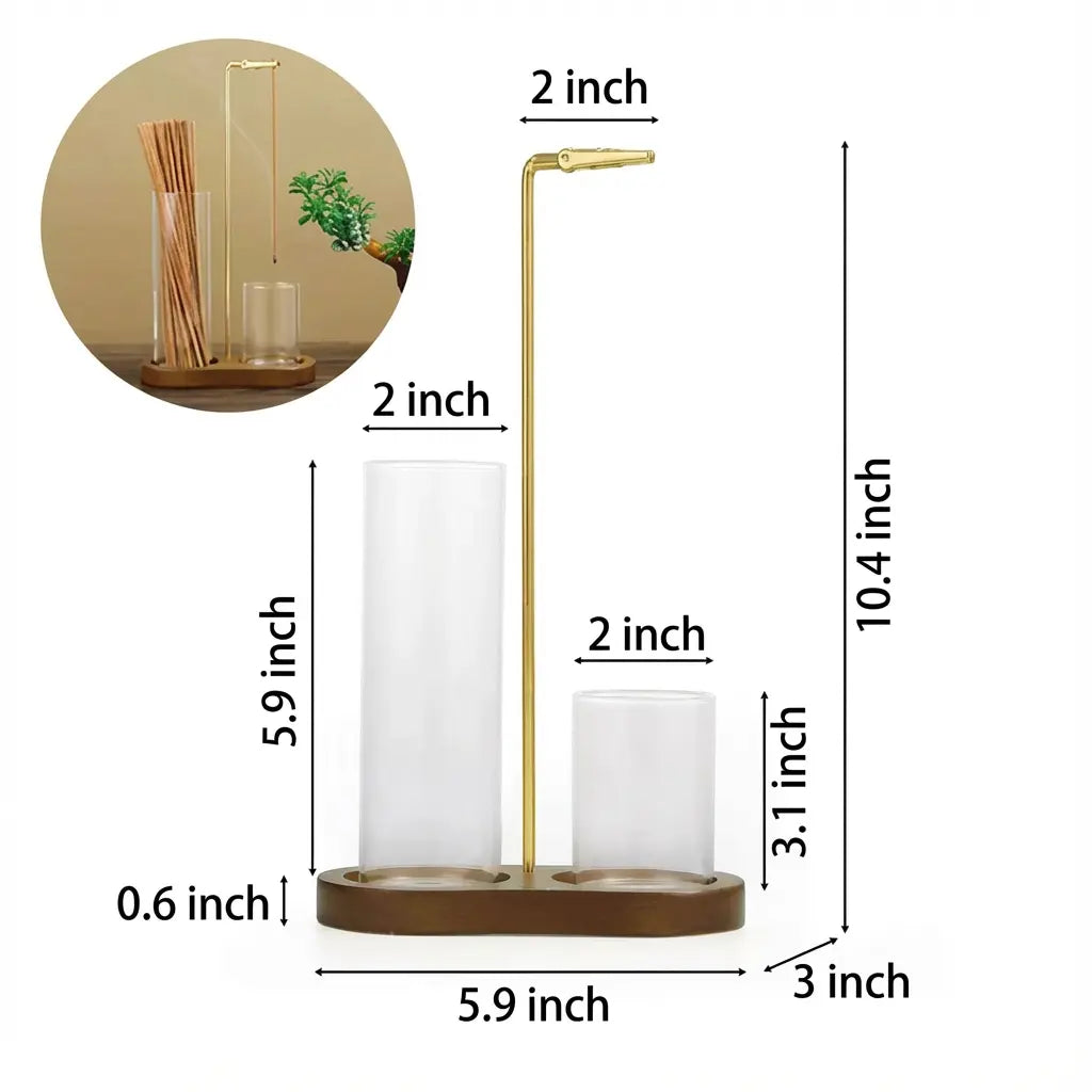 Räucher- und Kerzenhalter aus Glas und Holz Zorenza