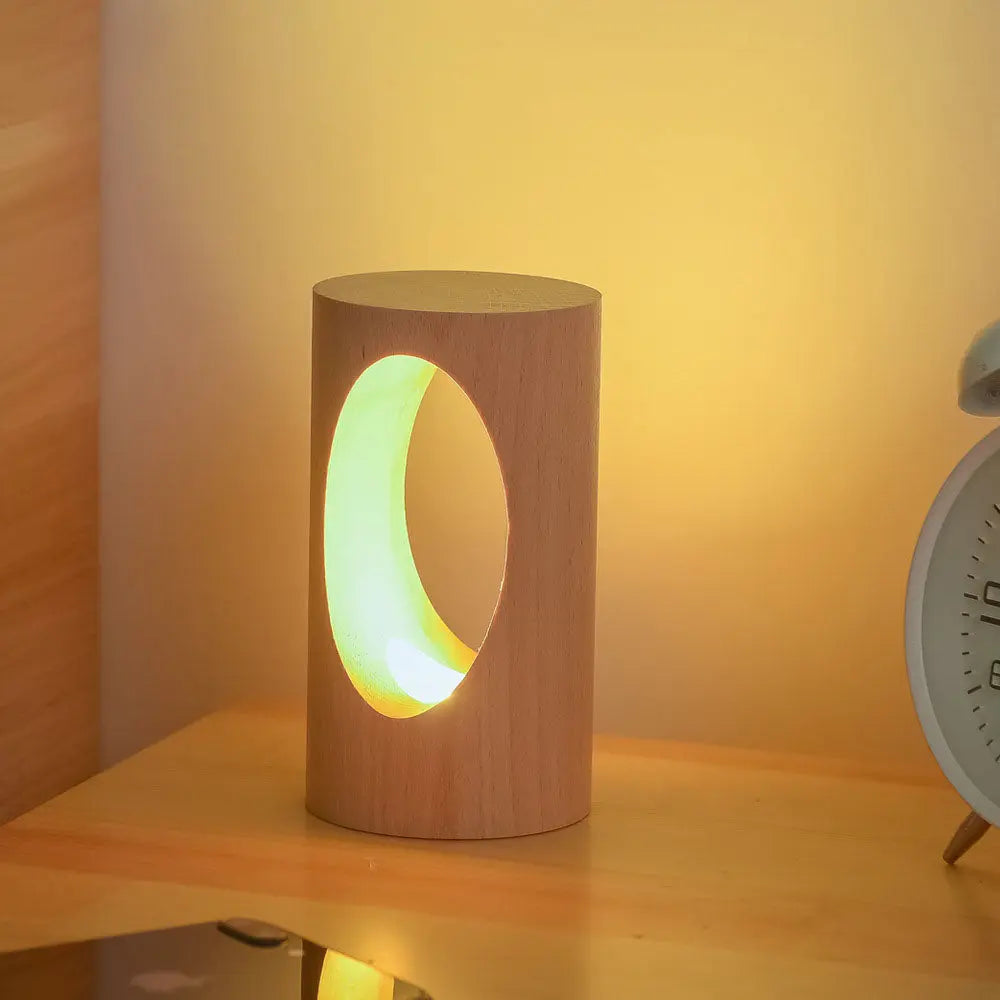 Rechteckige LED-Nachtlampe aus Massivholz Zorenza