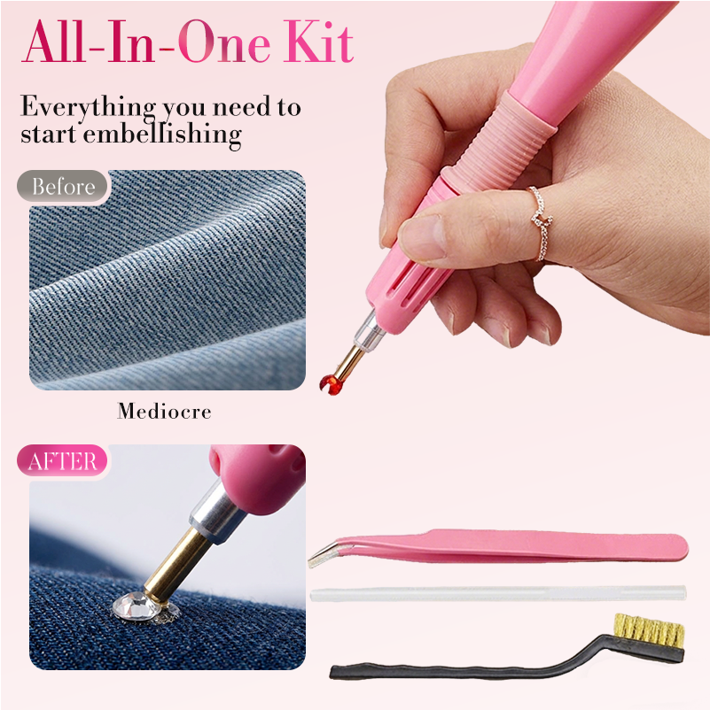 Hotfix-Strass-Set mit 7-in-1 Applikator Zorenza