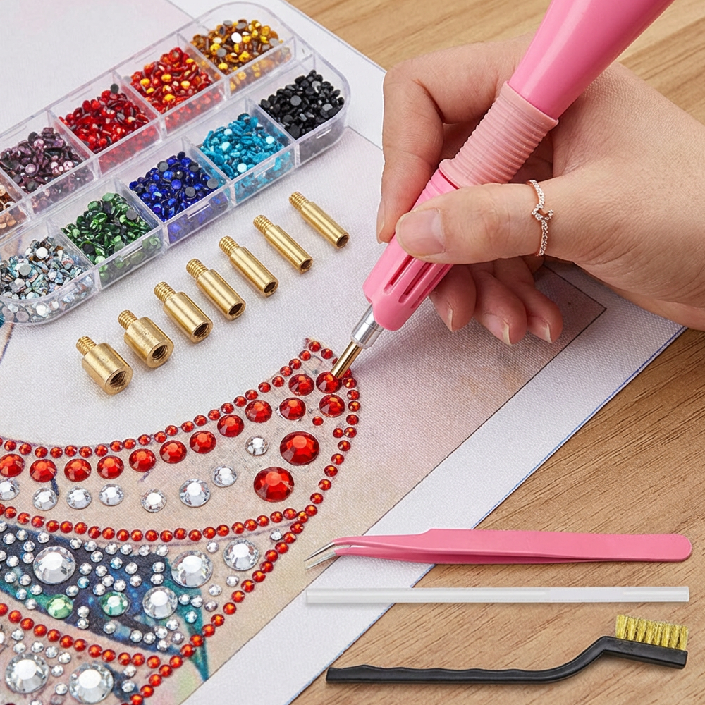 Hotfix-Strass-Set mit 7-in-1 Applikator Zorenza