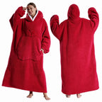 Kapuzendecke Sherpa Fleece Übergröße mit Ärmeln und Tasche -    Zorenza