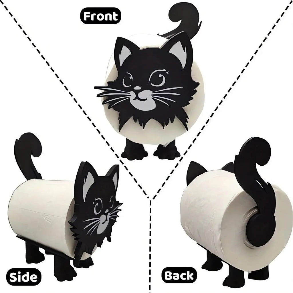 1/2Set Nette 3D Gedruckt Schwarze Katze Rollen Halter Katze Wc Badezimmer Rollen Papier Lagerung Rack Spaß schwarze Katze Badezimmer Dekor Set Zorenza