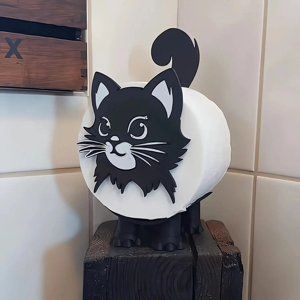 1/2Set Nette 3D Gedruckt Schwarze Katze Rollen Halter Katze Wc Badezimmer Rollen Papier Lagerung Rack Spaß schwarze Katze Badezimmer Dekor Set Zorenza