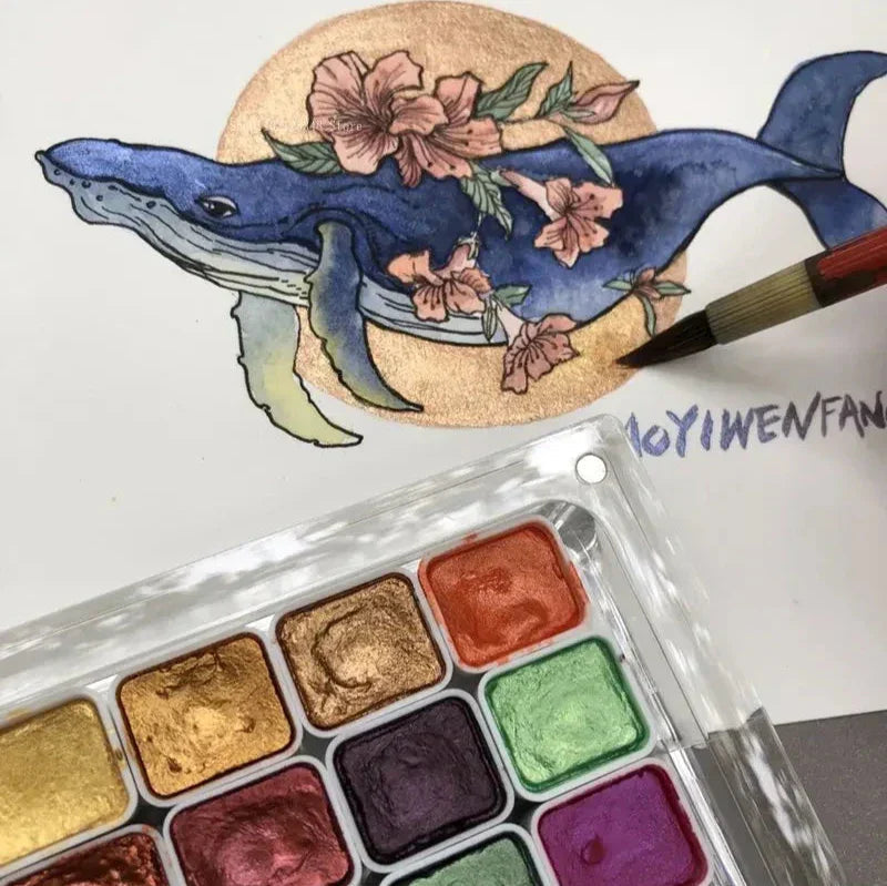 Perlglanz-Pigment-Set mit 10 Farben & Mischpalette Zorenza