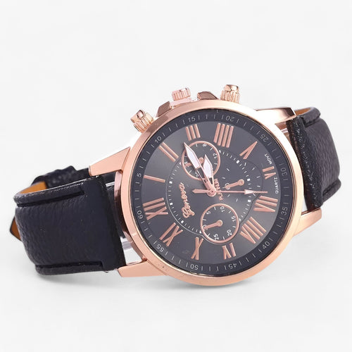 Damenuhr mit römischen Ziffern und weichem Lederarmband -    Zorenza