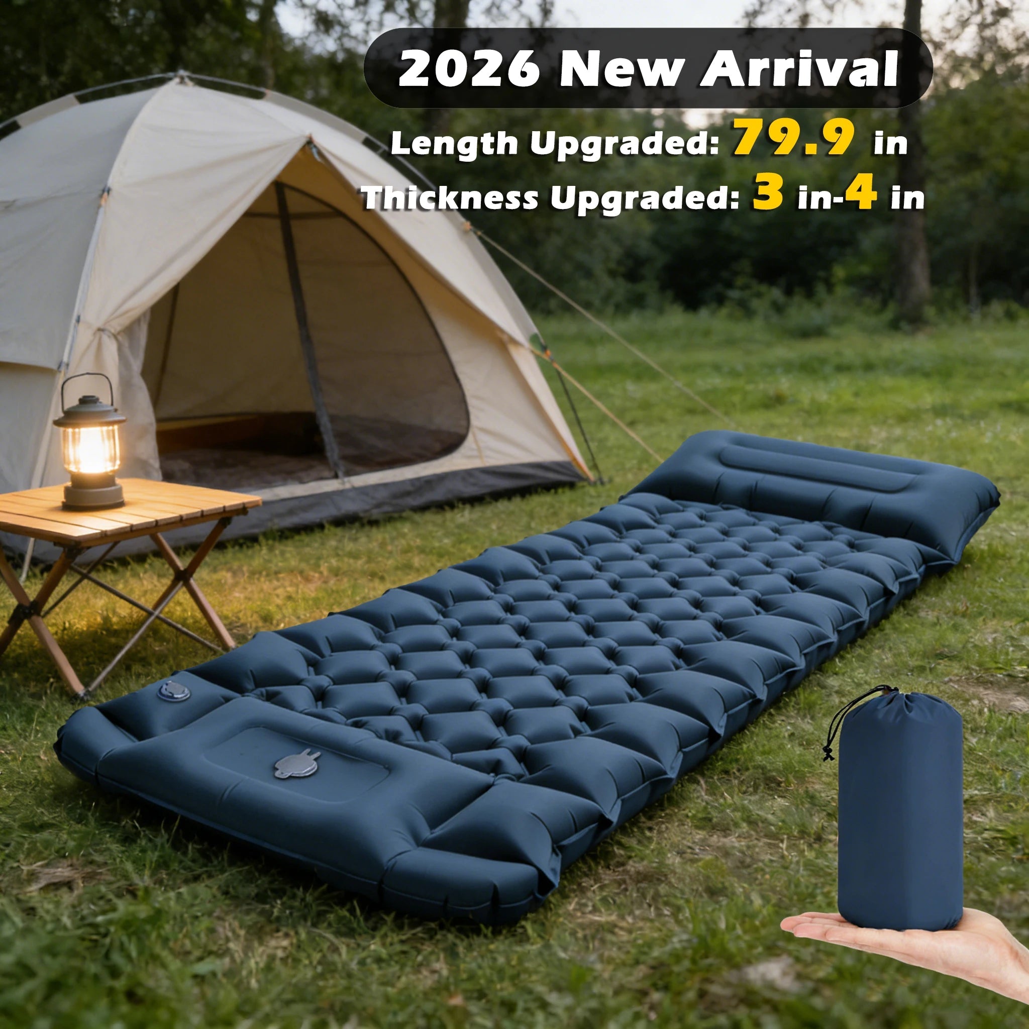 Campingmatratze aufblasbar mit Kissen und Pumpe 203 cm -    Zorenza