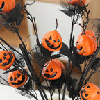 Halloween-Kürbiszweig Schwarz mit Kunststoff-Kürbissen -    Zorenza