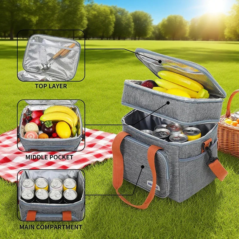 Kühltasche mit zwei Fächern für Picknick und Ausflüge -    Zorenza