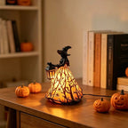 Halloween-Laterne Hexe Gotisch Vintage – Flammenloses LED-Design 30 cm -    Zorenza