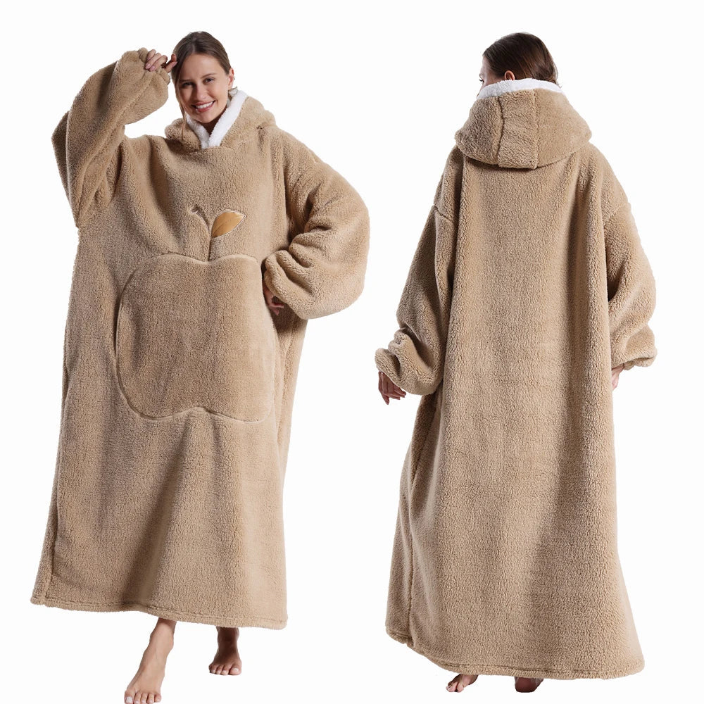 Kapuzendecke Sherpa Fleece Übergröße mit Ärmeln und Tasche -    Zorenza