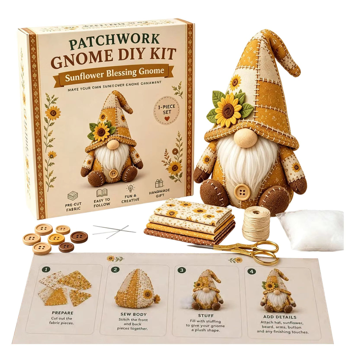 Patchwork-Puppen Nähset – Filz DIY Kit für 4 Stoffpuppen -    Zorenza