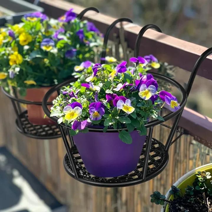 Balkon-Topfhalter mit Haken – 3er-Set, Schwarz, ohne Bohren, wetterfest -    Zorenza