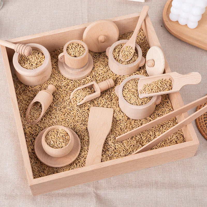 Holz-Spielküchen-Set mit 8 Teilen für Rollenspiele -    Zorenza