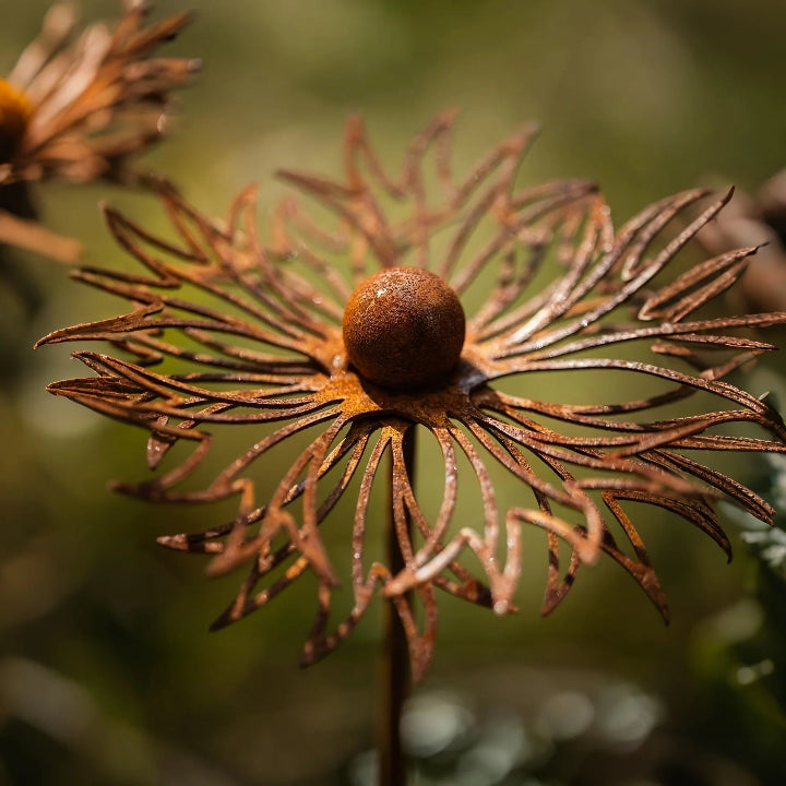Gartenstecker Blume aus Eisen in Rostoptik Zorenza