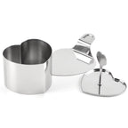 Dessertring Edelstahl mit Stempel und Bodenplatte, 3-teilig – Rund oder Herzform, Ø 8 cm -    Zorenza