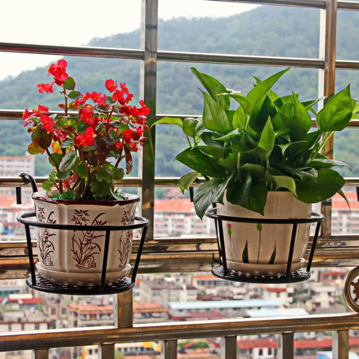 Balkon-Topfhalter mit Haken – 3er-Set, Schwarz, ohne Bohren, wetterfest -    Zorenza