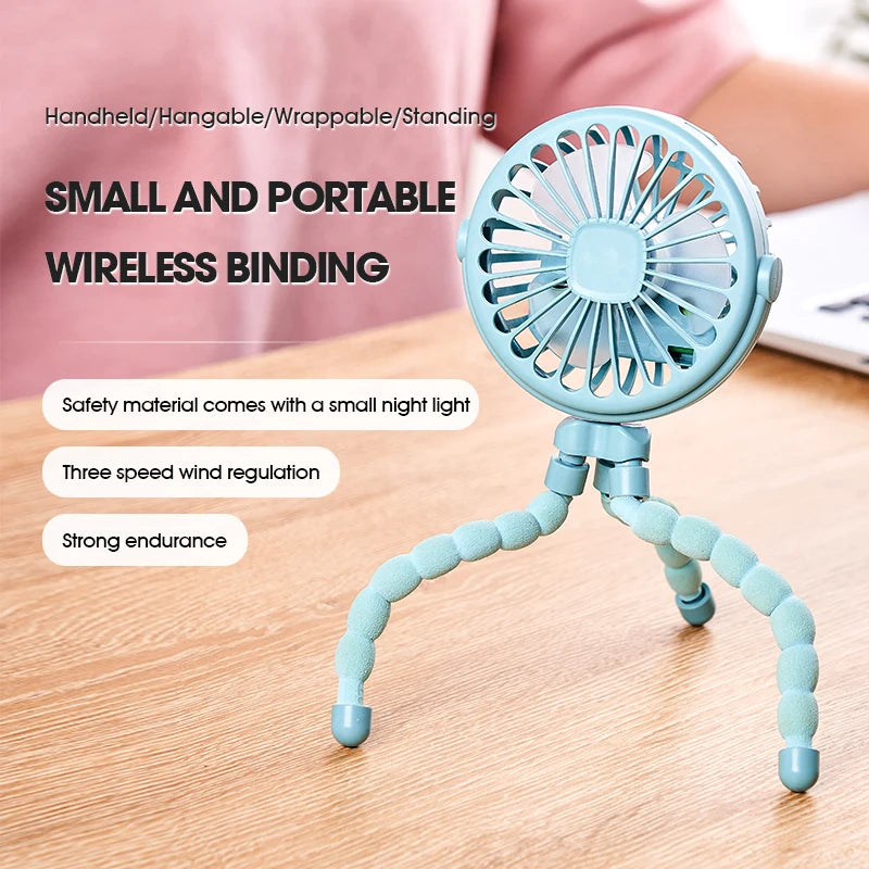 Mini-Ventilator mit flexiblem Stativ und Nachtlicht -    Zorenza