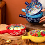 Keramikschüssel mit Griff – Handbemaltes Boho-Design -    Zorenza