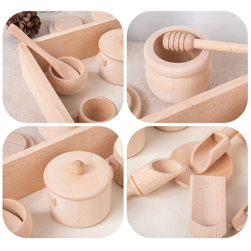Holz-Spielküchen-Set mit 8 Teilen für Rollenspiele -    Zorenza