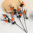Halloween-Kürbiszweig Schwarz mit Kunststoff-Kürbissen -    Zorenza