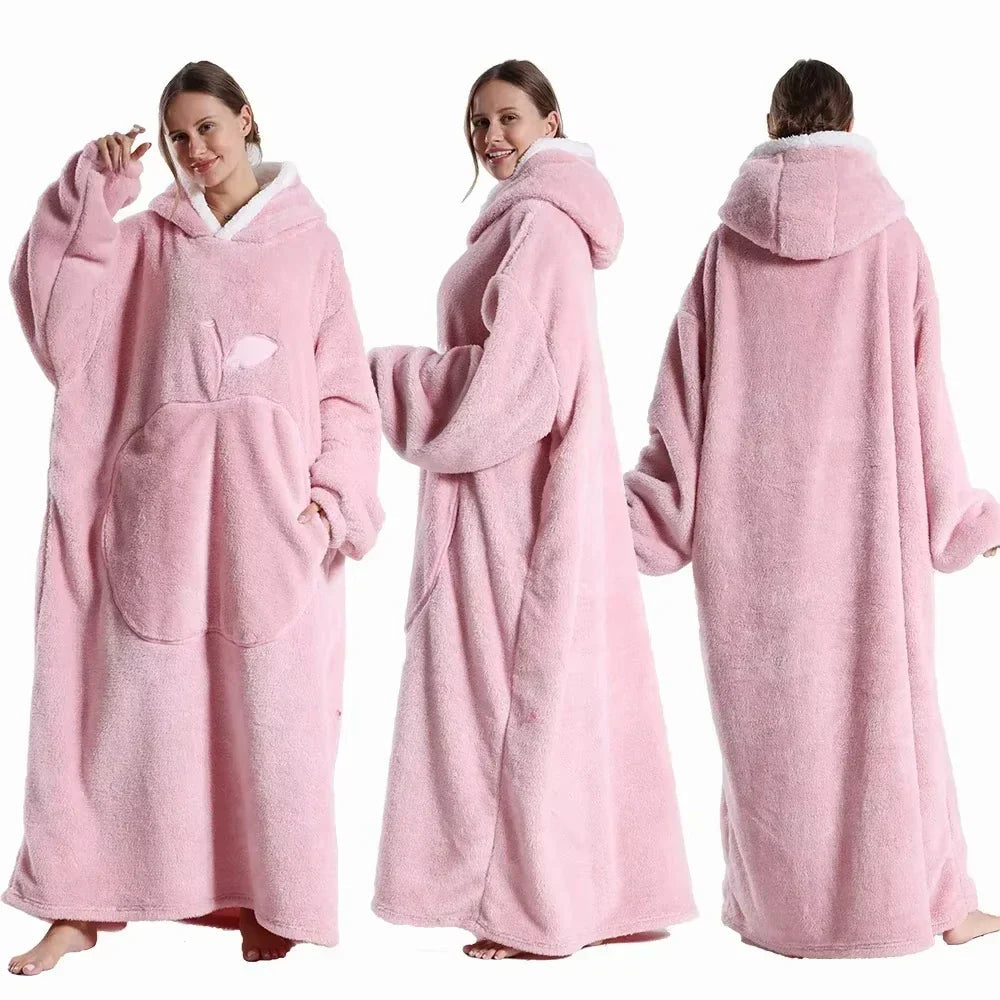 Kapuzendecke Sherpa Fleece Übergröße mit Ärmeln und Tasche -    Zorenza