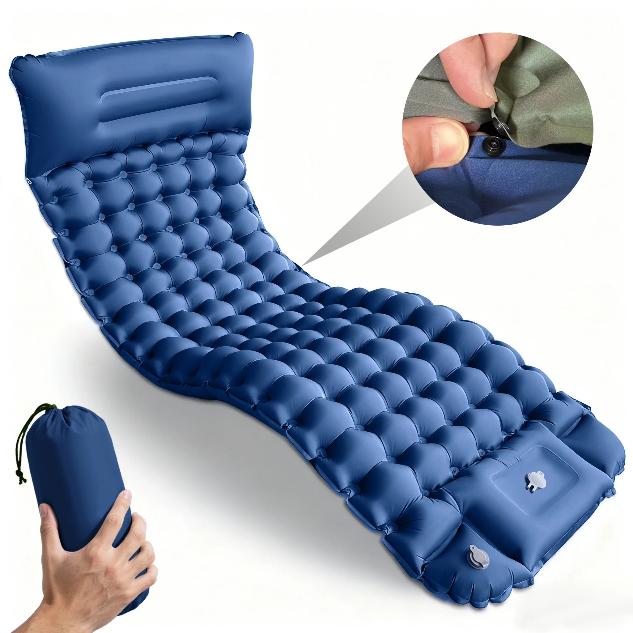 Aufblasbare Campingmatte mit Kopfkissen – 10 cm dick -    Zorenza