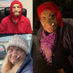 Latexmaske Oma faltiges Gesicht mit roter Kopfbedeckung -    Zorenza