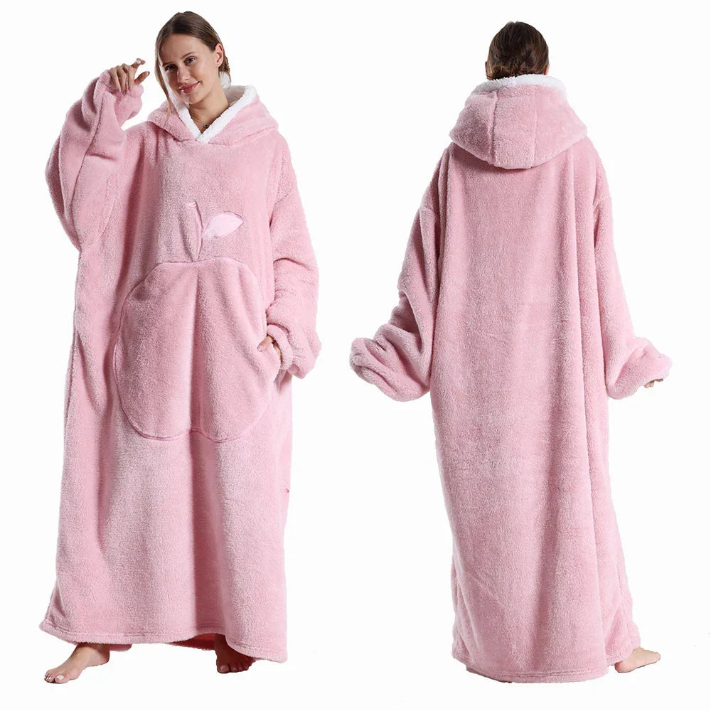 Kapuzendecke Sherpa Fleece Übergröße mit Ärmeln und Tasche -    Zorenza