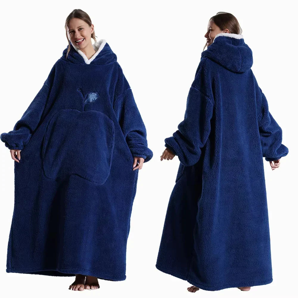 Kapuzendecke Sherpa Fleece Übergröße mit Ärmeln und Tasche -    Zorenza