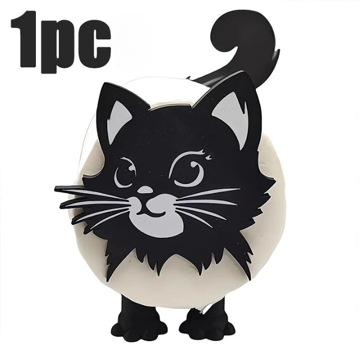 1/2Set Nette 3D Gedruckt Schwarze Katze Rollen Halter Katze Wc Badezimmer Rollen Papier Lagerung Rack Spaß schwarze Katze Badezimmer Dekor Set Zorenza
