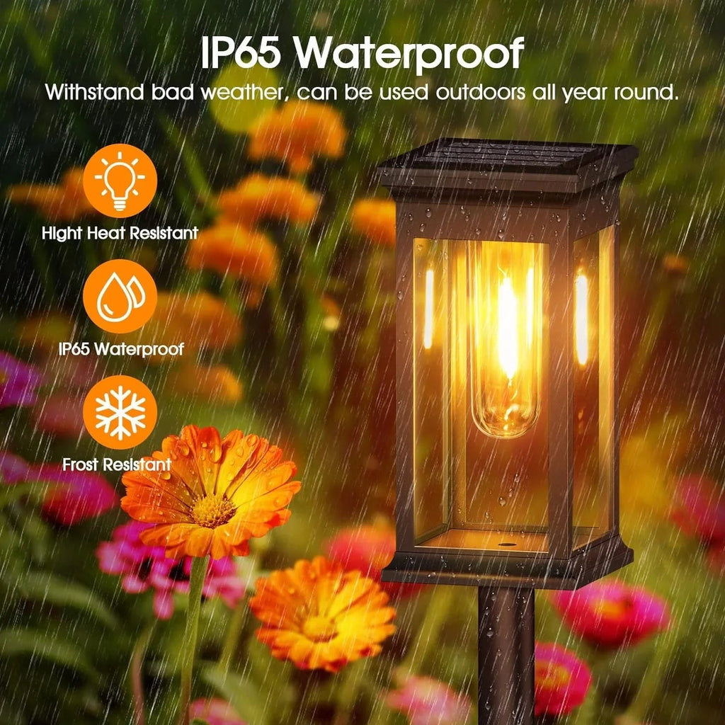 Solar-Wegeleuchte im Laternen-Design mit Glühfaden-Optik – 2er-Set Zorenza